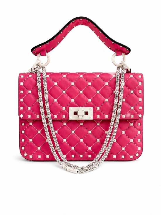 Valentino Handbags - Valentino Garavani Rockstud Spike Pink Quilted Leather Shoulder Bag